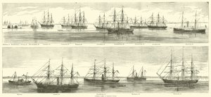Federal flotta vid Hampton Roads, december 1864 av American School