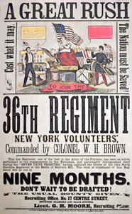 Federal rekryteringsaffisch för 36:e regementet, New York volontärer (färg litho) av American School