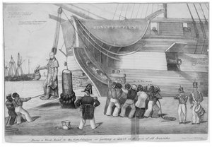 Fixa ett blockhuvud till konstitutionen, eller sätta en vårta på näsan på gamla Ironsides, ca 1832 av American School