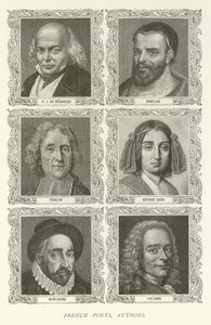 Franska poeter, författare, P J De Beranger, Rabelais, Fenelon, George Sand, Montaigne, Voltaire av American School