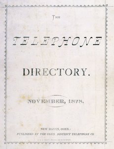 Framsidan av "Telefonkatalogen" från november 1878 av American School