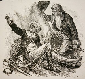 General Herkimer, sårad och styr striden i slaget vid Oriskany av American School