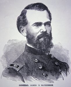 General James Birdseye McPherson (1828-64) (gravyr) av American School