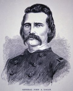 General John Alexander Logan (1826-86) (gravyr) av American School