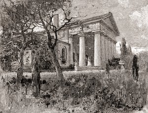 General Robert E. Lees hus, Arlington, Virginia, på 1800-talet, från "The Century Illustrated Monthly Magazine", publicerad 1884 (gravyr) av American School