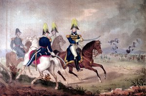 General William Henry Harrison (1773-1841) och personal vid slaget vid Themsen 1813 av American School