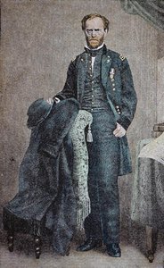 General William T. Sherman (1820-91) (lito i färg) av American School