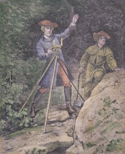 George Washington som lantmätare i Virginia, 21 år (färg litho) av American School