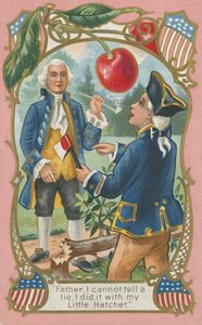 George Washington bekänner för sin far (färg litho) av American School