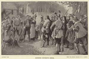 Guvernör Carteret anländer (litografi) av American School