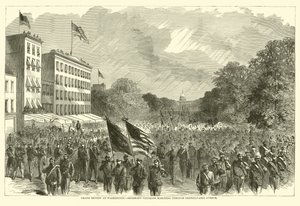 Stor recension i Washington, Shermans veteraner som marscherar genom Pennsylvania Avenue, maj 1865 av American School