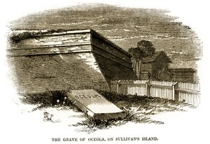 Grav av Seminole-hövdingen Osceola, som den såg ut bredvid Northwestern Bastion of Fort Moultrie 1860, strax före det amerikanska inbördeskriget av American School