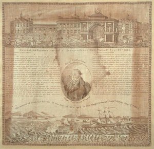 Näsduk till minne av general Lafayettes (1757-1834) ankomst 1824 (bomull) av American School