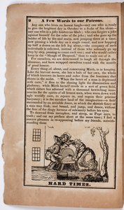 Hard Times, sida 2 från The American Comic Almanac för 1838 av American School