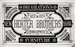 Herter Brothers, Decorations, Furniture, 877 & 879 Broadway, New York (litho [handelskort]) av American School