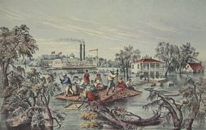 Högvatten i Mississippi, pub. 1868, Currier & Ives av American School