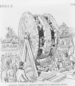 Holiday Sports in Ceylon, ridning i ett cirkulärt hjul, ca 1893 (illustration) av American School