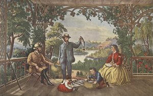 Hem från bäcken, The Lucky Fisherman, pub. 1867, Currier & Ives av American School