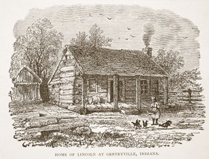 Lincolns hem i Gentryville, Indiana, från en bokpub. 1896 av American School