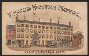 Hotel Trade Card (färgad gravyr) av American School