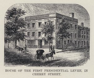 House of the First Presidential Levee, i Cherry Street (litho) av American School