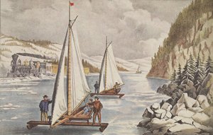 Ice-Boat Race på Hudson, pub. C. 1855, Currier & Ives av American School
