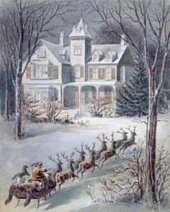 Illustration från Twas the Night Before Christmas skriven av professor Clement Clarke Moore (1779-1863) av American School