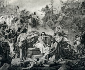 Jeremiah vid Jerusalems fall, från "The Jewish Encyclopedia", ca 1901 (gravyr) av American School