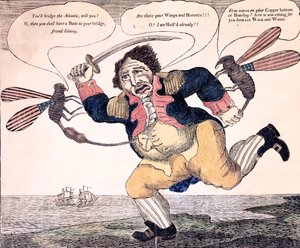 John Bull stack till vånda av getingen och bålgetingen, ca 1813 av American School