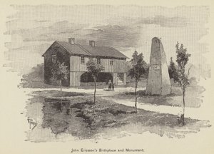 John Ericssons födelseplats och monument (gravyr) av American School