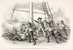 John Paul Jones fångar grevinnan och Serapis, 23 september 1779, pub.1885 av American School