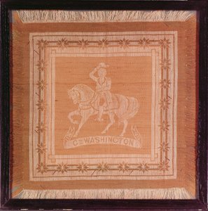 Huvudduk föreställande George Washington (1732-99) till häst, 1876 (silke och bomull) av American School