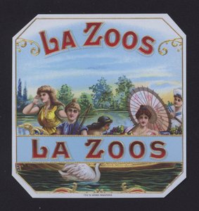 La Zoos, cigarretikett (chromolitho) av American School