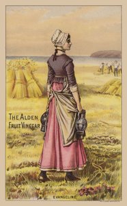 Lady in Field håller vinägerburkar