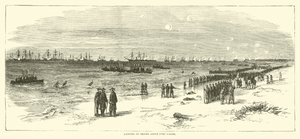 Landsättning av trupper ovanför Fort Fisher, januari 1865 av American School