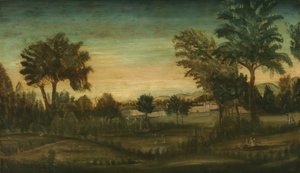 Landskap med byggnader, sent 1700-tal av American School