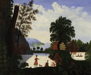 Landskap med indianer, 1880 av American School