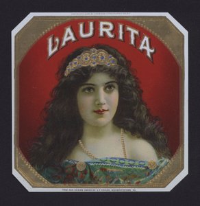 Laurita, cigarretikett (chromolitho) av American School