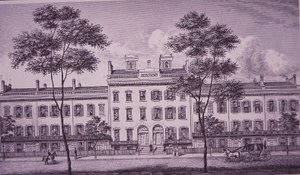 LeRoy Place 1831, en del av vad som nu är Bleecker Street i Greenwich Village (gravyr) av American School