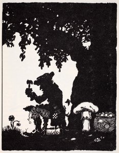 Leprechaun, från The World Guide to Gnomes, Fairies, Alves and Other Little People av Thomas Keightley (1789-1872) Publicerad 1880, (BW Engraving) av American School