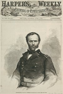 Generalmajor William T. Sherman, förstasidan av Harpers Weekly, 1864 (trästick)
