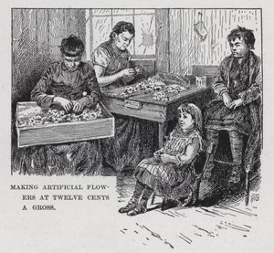 Att göra konstgjorda blommor på tolv cent en brutto (litho) av American School