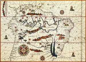 Karta över Sydamerika 1582 av American School