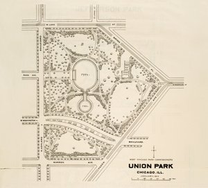 Karta över Union Park, Chicago, Illinois av American School