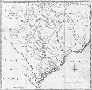 Karta över Carolinas med en del av Georgia