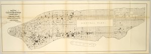 Karta över staden New York som visar platsen för smittkoppor, från 1 maj 1874 till 30 april 1875. av American School