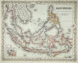 Karta över Ostindien (färggravyr) av American School