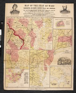 Karta över krigets säte. Innehåller en karta över närheten av Washington, Baltimore, Harper
