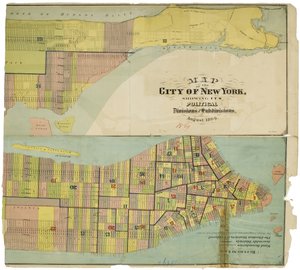 Karta över staden New York, som visar dess politiska indelningar och underavdelningar av American School