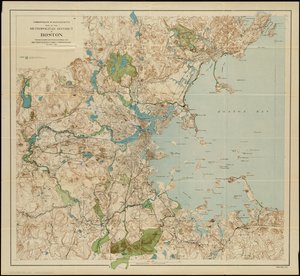 Karta över storstadsdistriktet Boston, Massachusetts: visar lokala offentliga reservationer och innehav av Metropolitan Park Commission, 1901 av American School